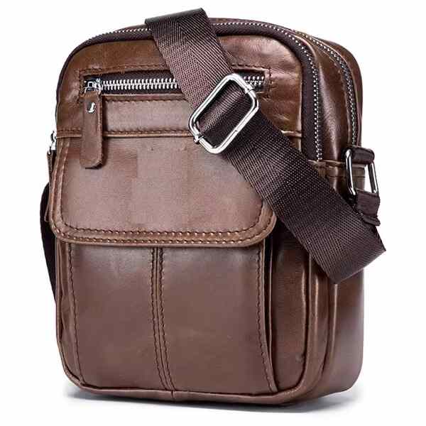 Mens Crossbody Messenger Bag Quality Leather Large Capacity cover